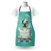 Lunarable Cartoon Apron Pack of 2, Pug Dog in Bathtub