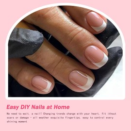 24Pcs French Tip Press-On Nails - Square White Acrylic, Full Cover Stick-On Nails For Women, Elegant French Design