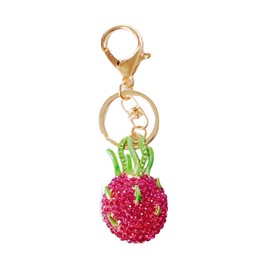 ZOONAI Cute Fruit Vegetable Keychain Purse Charms for Women Girls, Sweet Rhinestone Bag Charms Keychain Wallet Purse Pendantt (Pitaya)