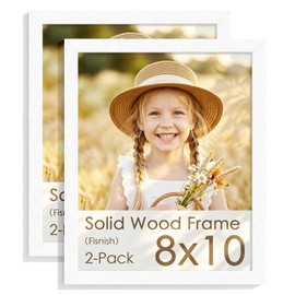 8x10 Picture Frame Set of 2, Solid Wood Frames, White Woodgrain