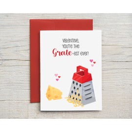 Valentine Card Funny Valentine Card Pun Kids Valentine Card You're The Grate-est Cheesy Valentine Card for Him or Her