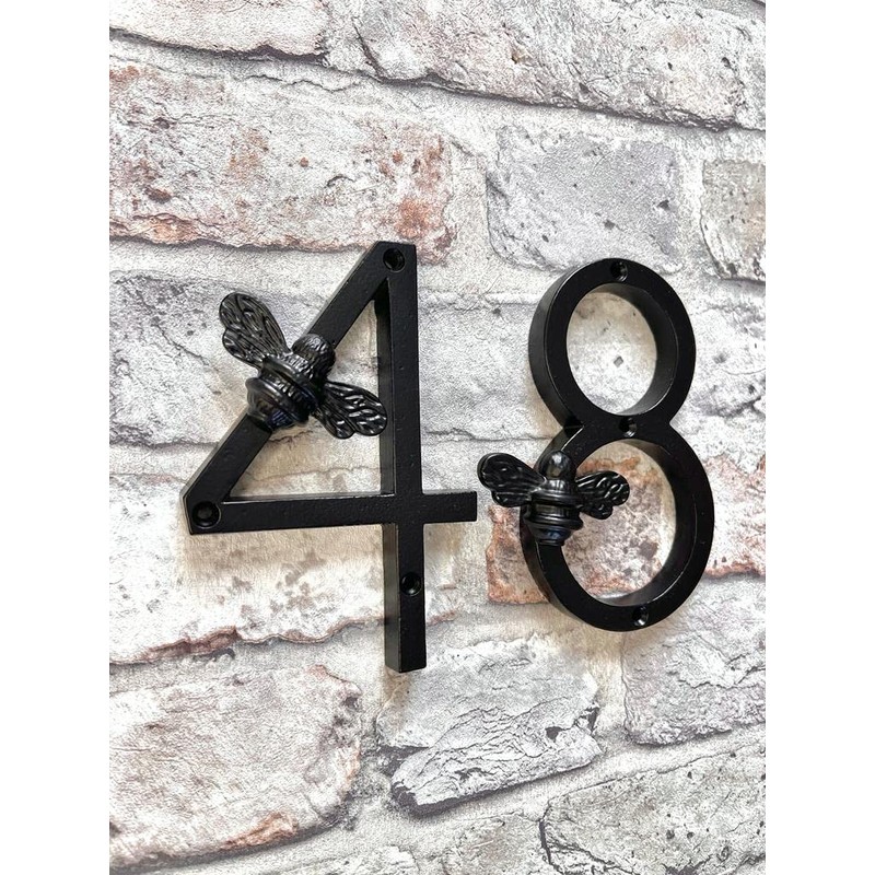 Brass bee House Number with Bee design | 5 inch