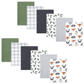 Hudson Baby Unisex Baby Cotton Flannel Burp Cloths Bundle, Woodland Faces, One Size