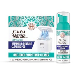 GuruNanda Retainer Cleaner Set – Ultrasonic & UV Cleaning Pod & Aligner Cleaning Foam, Deep Clean & Odor Neutralization for Retainers, Aligners, Dentures & Mouthguards