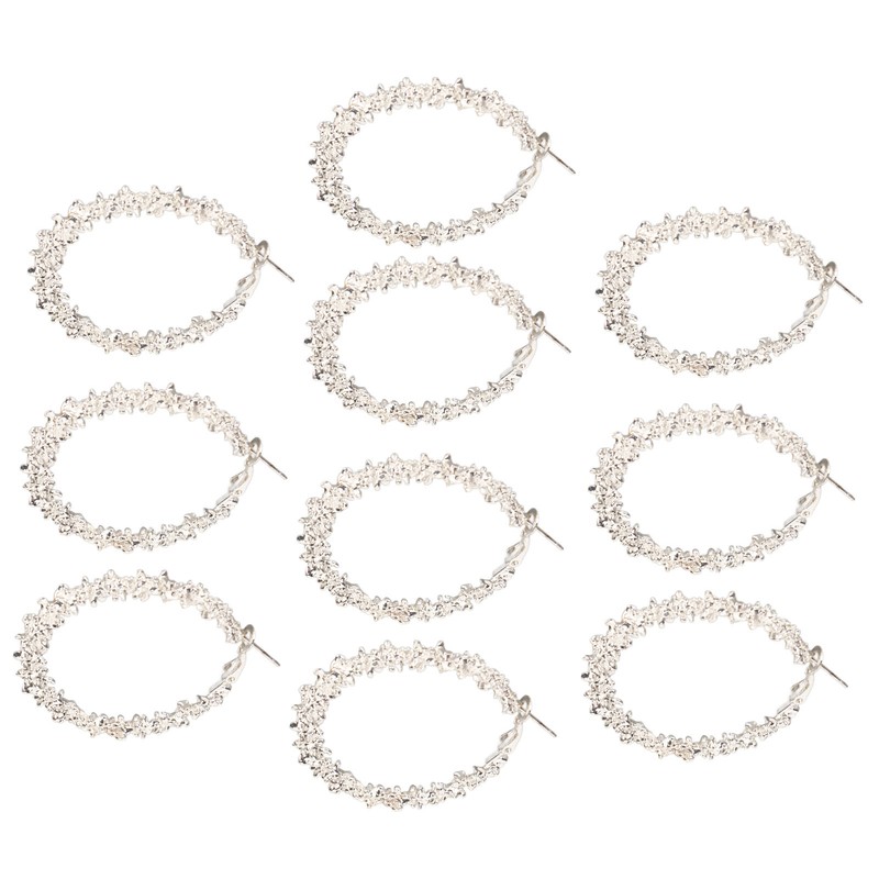 5 Pair Silver Hoop Earrings Retro Simple Lightweight Zinc Alloy
