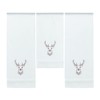 Design Mini Panel Curtain Set Embroidered Deer 4056-01 3 Pieces