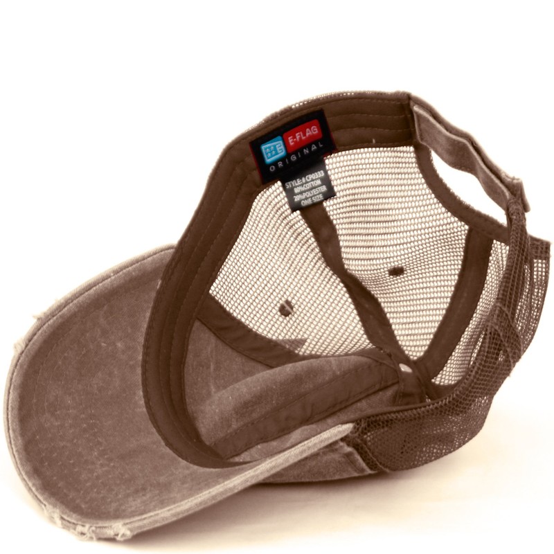 E-FLAG Low Profile Unstructured HAT Twill Distressed MESH Trucker CAPS