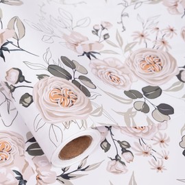 Dtiafu White Wedding Wrapping Paper Roll for Women Her Girls - Reversible Floral Design For Wedding Bridal Shower Holiday Birthday Mothers day(Total 28.5sq.ft)