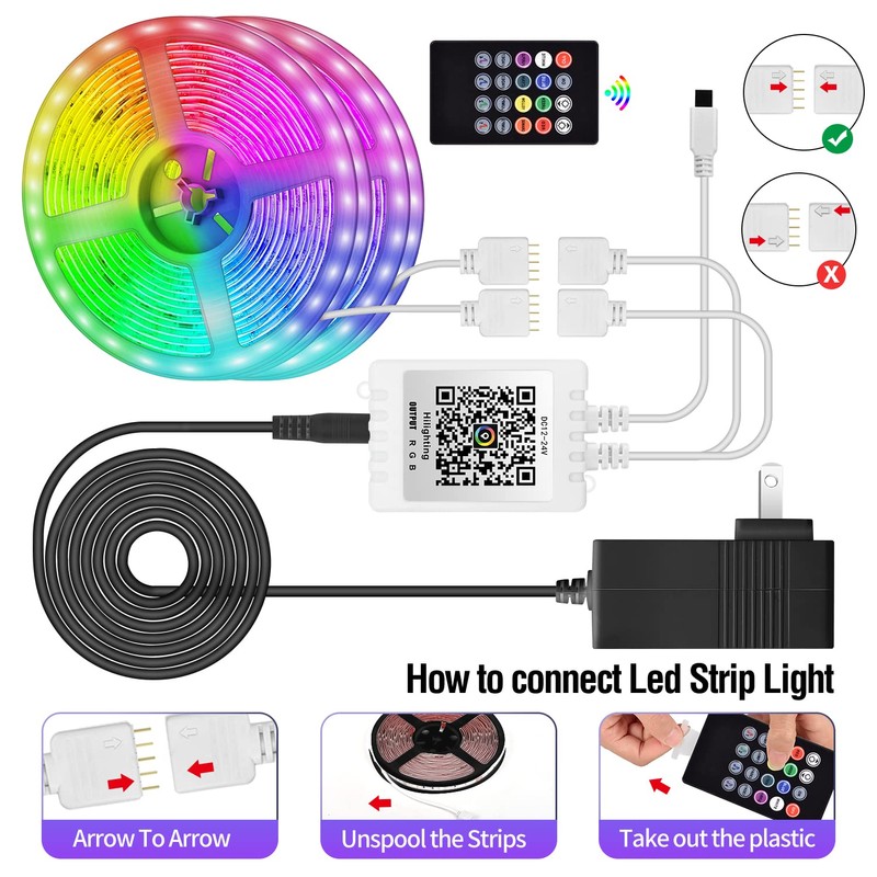 AILBTON Led Strip Lights,60ft Music Sync Color Changing, Built-in Mic,Bluetooth