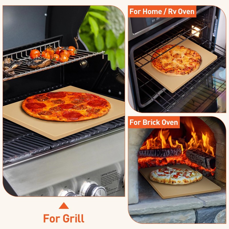 Arcedo Pizza Stone for Oven and Grill 15 x 12
