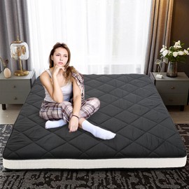 DoCred Japanese Floor Mattress, Full Size Thick Japanese Futon Mattress Foldable Mattress, Roll Up Mattress Tatami Mat, Thick Folding Sleeping Pad Breathable Floor Lounger Guest Bed