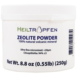 Zeolite Powder 0.55 Pound - 250 g | ULTRA FINE | less-than 20 µm | Clinoptilolite 94%+-3 | activated | Natural Mineral Dust | Heiltropfen®