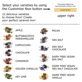 AvenueSweets - Handcrafted Individually Wrapped Soft Caramels - 1/2 Gallon Jar - Customize Your Flavors