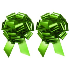MECCANIXITY 2pcs 18 Inch Car Extra Giant Large Pull Bow Christmas Metallic Car Gift Wrapping Bows Ribbon for Wedding Car Baskets Presents Big Gift Bow, Lawn Green