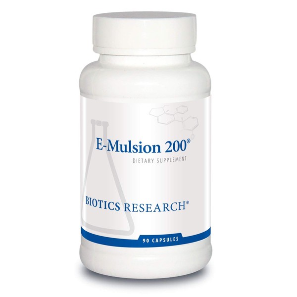Biotics Research E-Mulsion 200©– Emulsified, Enhanced Absorption, Vitamin E, Mixed Tocopherols, Antioxidant, Cardiovascular Health, Immune Support 90 caps