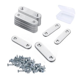 20 Pcs 2.2*0.63 in Awenbin Stainless Steel Flat Straight Bracket, Heavy-Duty Flat Plate Fixed Repair Connecting Plates, Used for Wood, Wooden Boards, Bed Frames, Furniture and Shelves, etc.