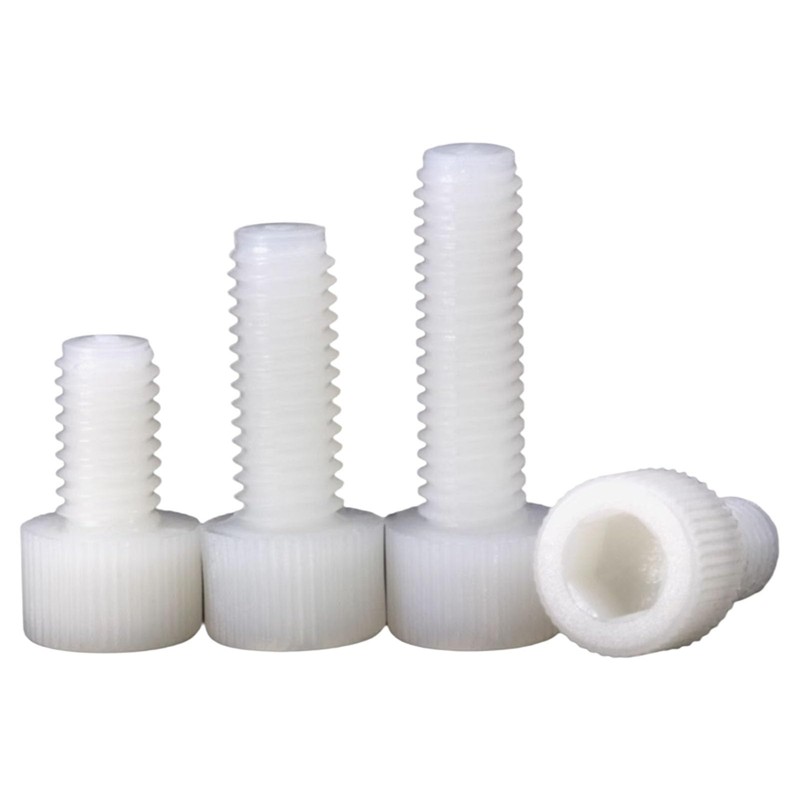 Nylon PA66 Plastic White Color Metric Knurled Hex Socket Head
