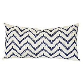 SLOW COW Cotton Linen Embroidery Rectangular Pillow Cover Pillowcase Decorative Lumbar Throw Pillow Cover for Couch Sofa 12 x 24 Inches Navy Blue