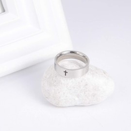 Dreamtimes Cross Ring Stainless Steel Ring Christian Jesus Christ Lord Cross Ring Prayer Jewellery for Men Women Silver Colour, Stainless Steel, No Gemstone