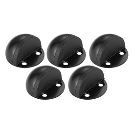 JQK Floor Door Stopper, Snowboard Hanger Storage Stainless Steel Sound Dampening Door Stop Bumper Wall Protetor Display Hanger Rack, 5 Pack Black, DSB3-BK-P5