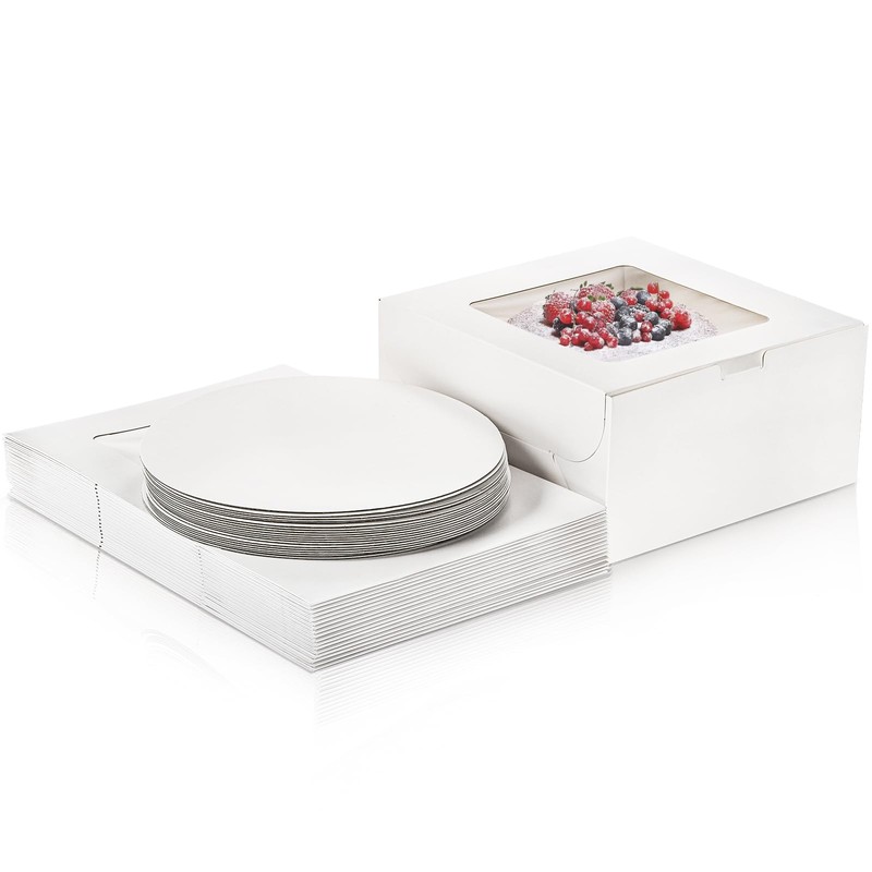 AVLA 20 Pack Cake Boxes with Window, 10 Inch Bakery