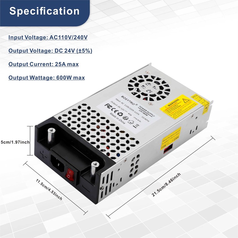 BOSYTRO 24V DC Power Supply 600W 25A Switching Power Supply