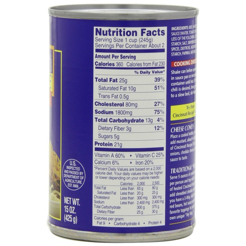 Cincinnati Recipe Chili with Meat, 15-Ounce (Pack of 6)