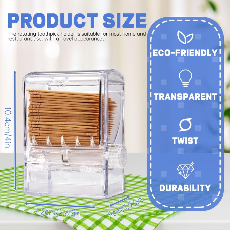 Lucxhcky 2Pcs Toothpick Holder Clear Toothpick Dispenser Automatic Toothpick Dispenser,