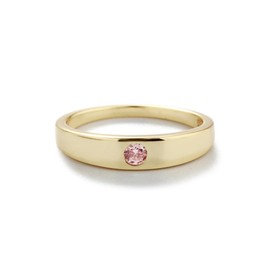 Precious Pieces Gold-Plated Band Baby Ring with Pink CZ (Size 3)