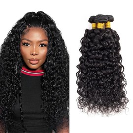 Water Wave Bundles Natural Black Water Wave Human Hair Bundle 18 20 22 Inch Water Wave Weave Bundles Human Hair Unprocessed Remy Hair Extensions Hair Weave