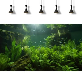 2 Packs Underwater Aquarium Background Lush Green Aquatic Plants Fish Tank Background Undersea Stone with Moss Tropical Reptile Tank Backgrounds Under The Sea World Aquarium Backgrounds 36x18in