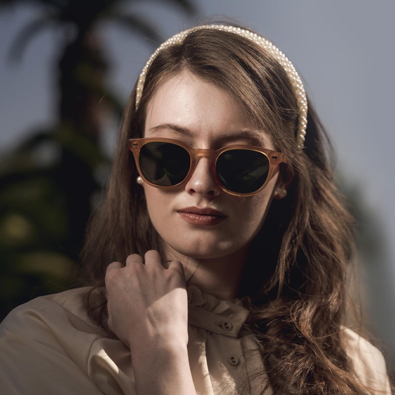 ZENOTTIC Polarized Sunglasses, Women's, Men's, UV Protection, Round, Handmade, Acetate