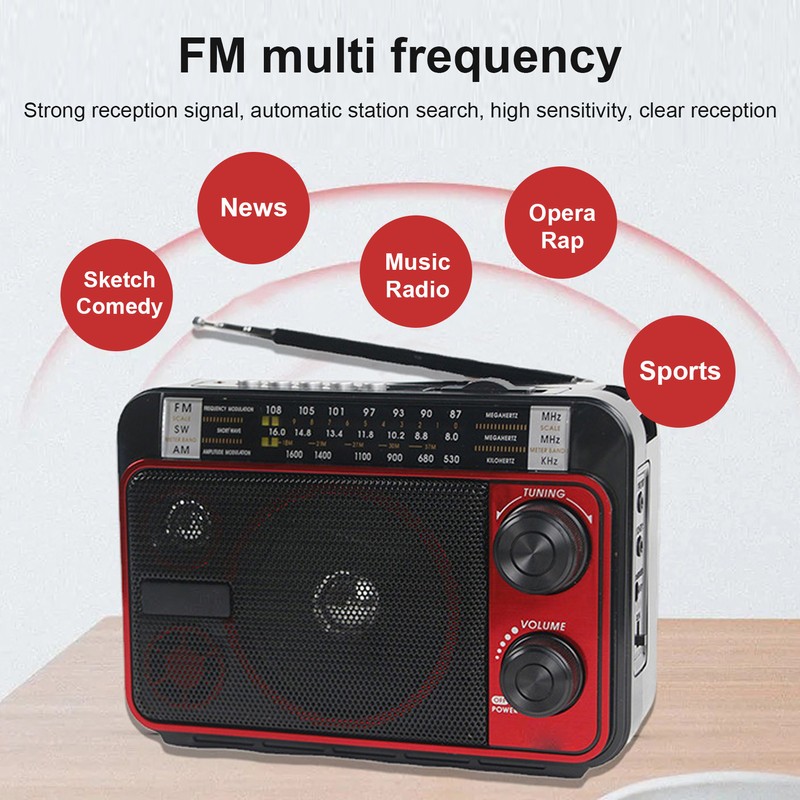 Portable Shortwave Radio FM AM SW Bluetooth 5.0 Multifunction Multi