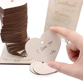 Wedding Guest Book Alternative Sign - 72 Large Wood Hearts Wedding Guestbook, Wedding Decorations Baby Shower ridal Shower, Anniversary, Birthday, Guest Book Alternatives