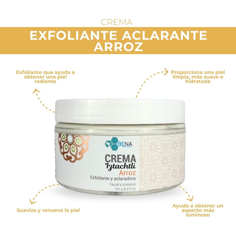 Crema Aclaradora Exfoliante Arroz Y Manteca De Karité Bena