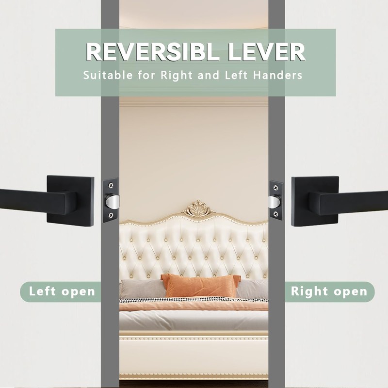 KAMOTA Passage Door Levers, 5 Pack Black Heavy-Duty Door Handles,