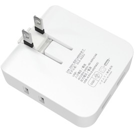 Gap Outlet Tap to Increase Space Utilization in Your Home, Power Tap, USB 2 Port, Total Up to 2.4 A Output, 4 Ports, Rotary, 1,400 W, Smartphone/Tablet Charging, Outlet Tap, Thin, White, PSE