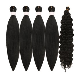 Braiding Hair Pre stretched Black Boho Hair for Braiding Prestretched Boho Braids Curly Deep Wave Crochet Braids for Bohemian Hair Hypoallergenic Knotless Ez braid Yaki Itch Free