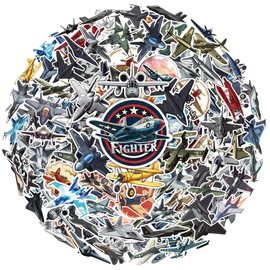 100pcs Fighter Plane Stickers - Military Aircraft Sticker Waterproof Decals for Water Bottles Laptop Luggage Computer Scrapbooking Teens Adults Girls Funny Party Birthday Decorations