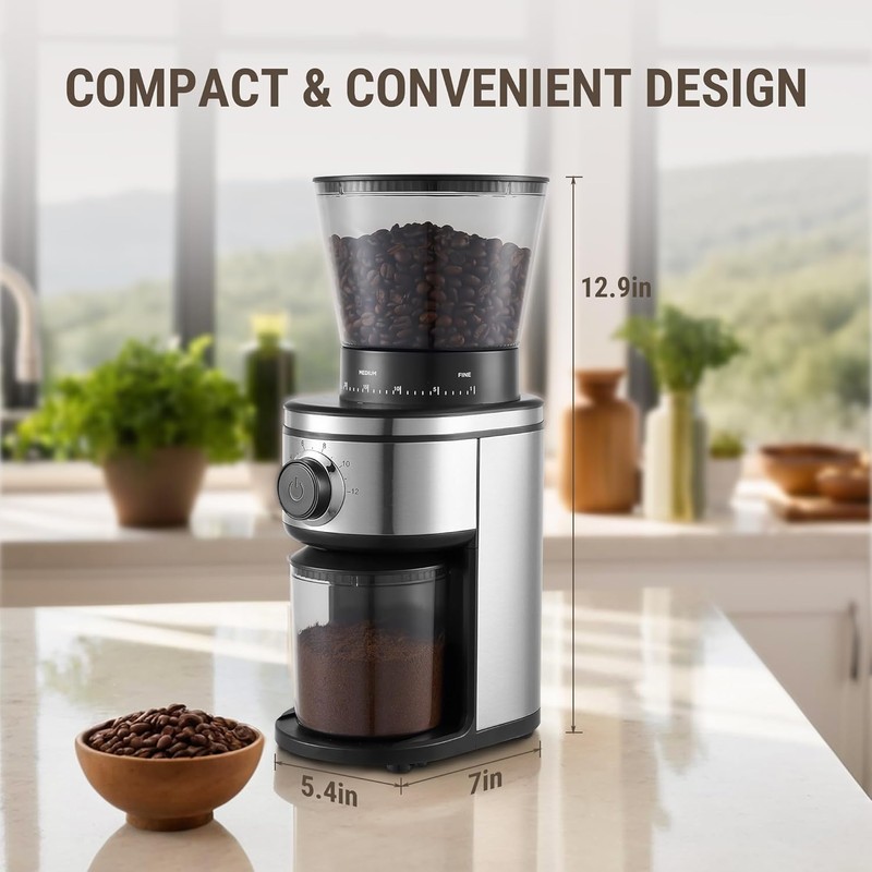 AYCHIRO Coffee Grinder, Electric Conical Burr Grinder with 30 Grind