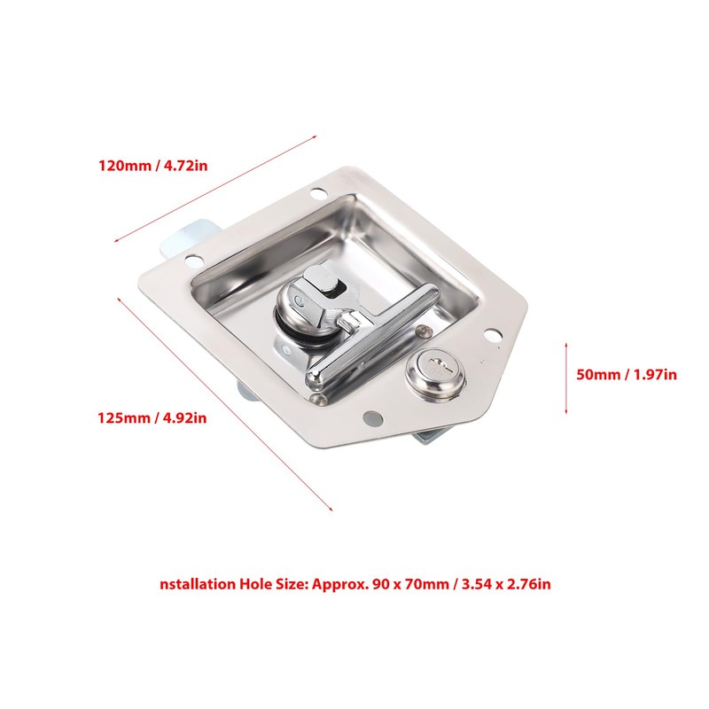 Flush Mount Lock Stainless Steel Toolbox Latch with 2pcs Key
