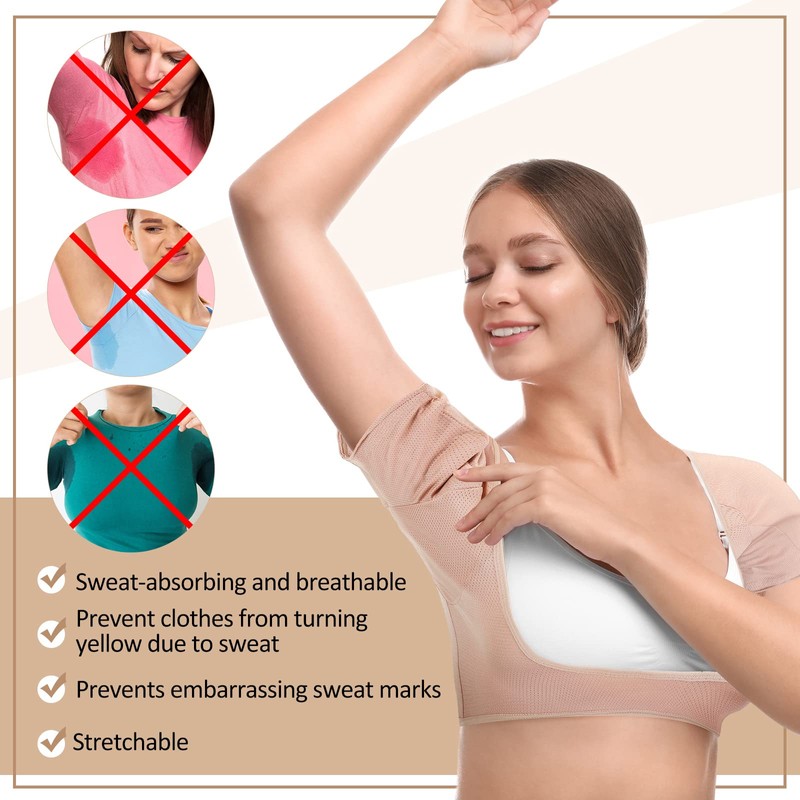 Handepo 6 Pcs Underarm Sweat Vest Breathable Armpit Sweat Proof