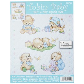 Tobin Bears Stamped for Cross Stitch Baby Quilt Kit