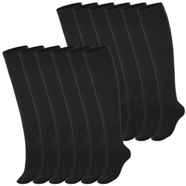 6 Pairs Knee High Socks Over The Knee Baseball Socks Softball Sock Long Stocking Football Sock for Men and Women, Black