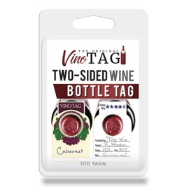 Vino Tag Two Sided Wine Bottle Tags - Large Paper Wine Tags for your Wine Storage Cellar that Hang on the Glass Neck in Your Hutch , Rack Barrel Crate or Cube Great Gift for Any Enthusiast (100 pcs)