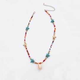 Starfish Necklace Colorful Starfish Necklace Colorful Beaded Necklace Starfish Layered Necklace Bohemian Starfish Shell Necklace Summer Beach Jewelry Gift for Women (starfish)