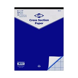 Alvin, Cross Section Paper Pad, Acid-Free, Use with Pencil or Ink, Laser, Copier, and Inkjet Compatible, 8" x 8" Grid - 50 Sheet Pad, 8.5" x 11"