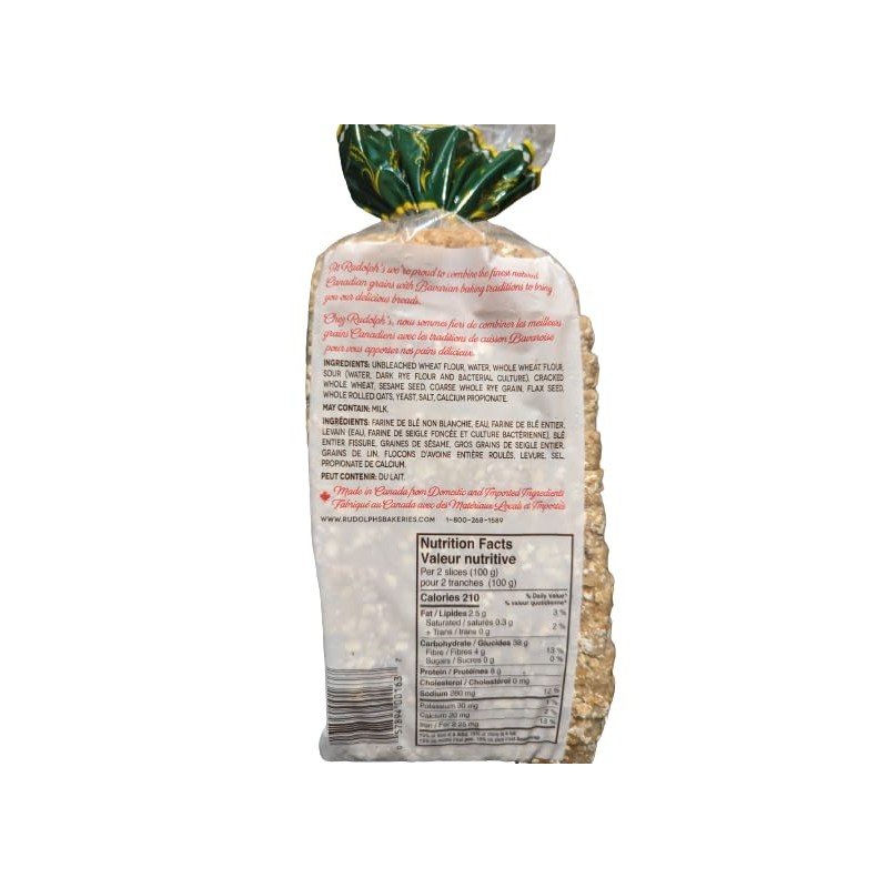 Rudolph's bakery Five Grain bread- Sliced