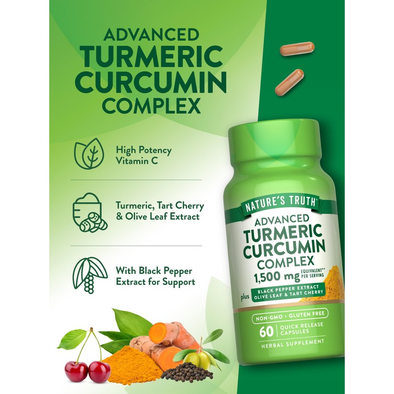 Nature's Truth Turmeric Curcumin | 60 Capsules | with Black