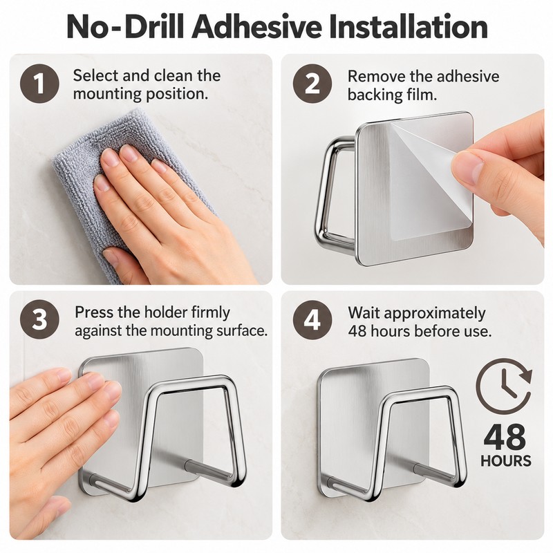 Stainless Steel Sponge Holder for Kitchen Sink – No-Drill Adhesive